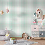 Wall mural Green and white checkered tablecloth