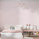 Wall mural Pink and white checkered tablecloth
