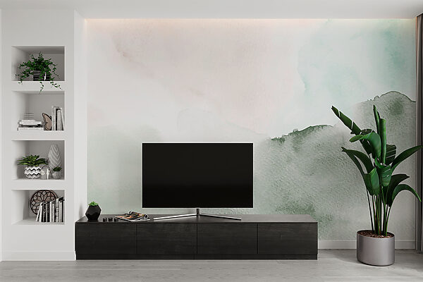 Abstract green and white watercolor painting Wall murals Abstract green and white watercolor painting