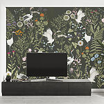 Wall murals Wallpaper with birds and flowers