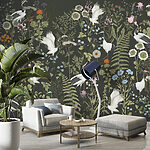 Wall mural Wallpaper with birds and flowers