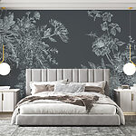Wall mural Intricate floral pattern on dark background