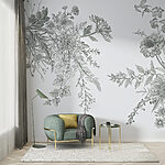Wall murals Floral sketch with intricate details.
