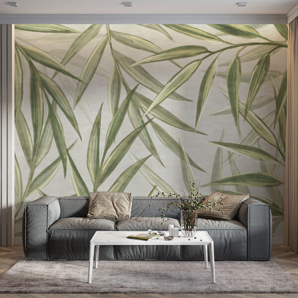 Verdant leaves on pale background Wall murals Verdant leaves on pale background