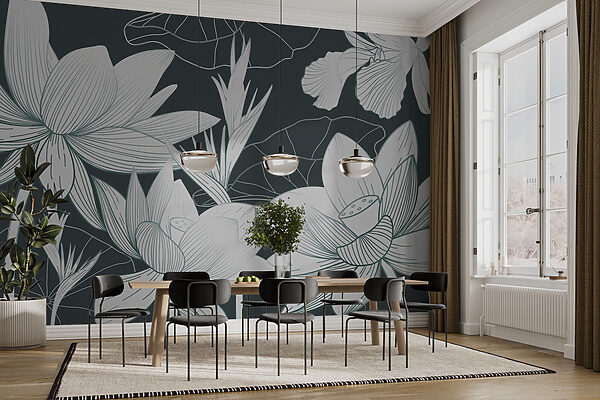 Wall mural Elegant floral design in soothing hues