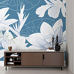 Wall mural Botanical elegance on a blue background