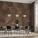 Wall mural Elegant leaf pattern on brown background