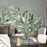 Wall murals Olive branches painted in watercolor.