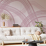 Wall murals Pink and white background with circles