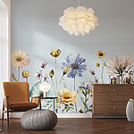 Wall murals Watercolor garden blooms in spring