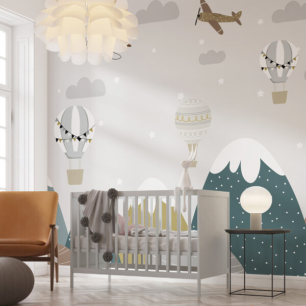 Wallpaper with mountains and airplanes Wall murals Wallpaper with mountains and airplanes