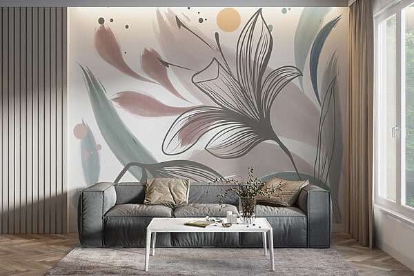 Abstract floral elegance in pastel hues Wall murals Abstract floral elegance in pastel hues