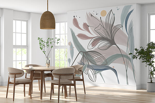 Wall mural Abstract floral elegance in pastel hues (SKU: w00411) Wall mural Wall mural Abstract floral elegance in pastel hues (SKU: w00411)