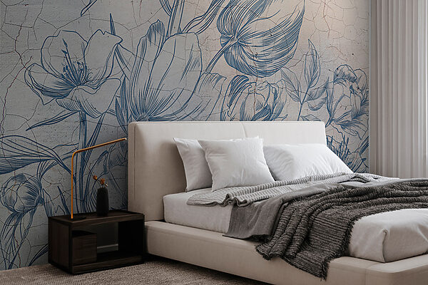 Drawing of a flower on a wall Wall murals Drawing of a flower on a wall