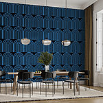 Wall mural Pattern of blue lines on a black background