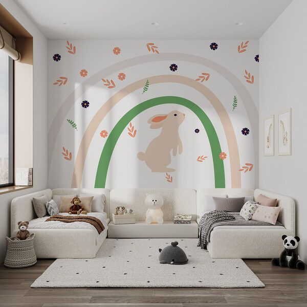 Purple flower with orange center Wall murals Purple flower with orange center
