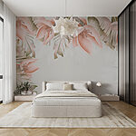 Wall murals Floral border with soft pink petals.