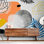 Wall mural Black and white leaf