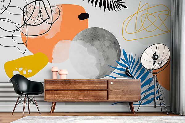 Wall mural Wall mural Black and white leaf (SKU: w00508)