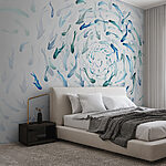 Wall murals Group of fish swimming in a spiral