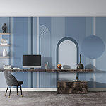 Wall mural Geometric blue pattern with circles