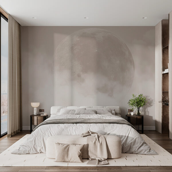 Moon hovering through misty clouds Wall murals Moon hovering through misty clouds