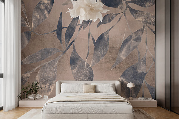 Abstract blue foliage on textured backdrop. Wall murals Abstract blue foliage on textured backdrop.