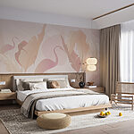 Wall mural Elegant bird amidst tropical leaves