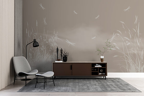 White dragonfly with wings Wall mural White dragonfly with wings