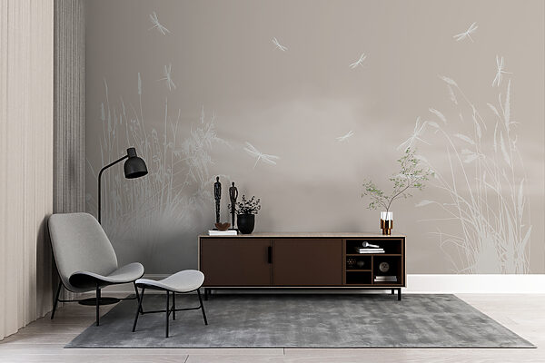 White dragonfly with wings Wall murals White dragonfly with wings