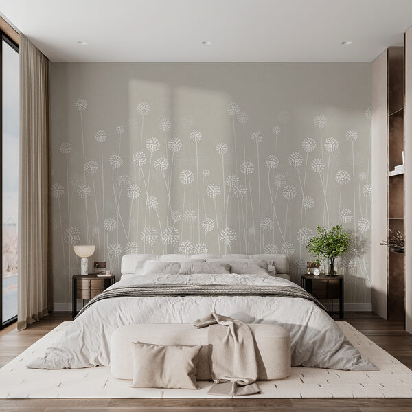 Wall mural Wall mural White flowers on a gray background (SKU: w00613)