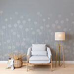 Wall mural White flowers on a gray background