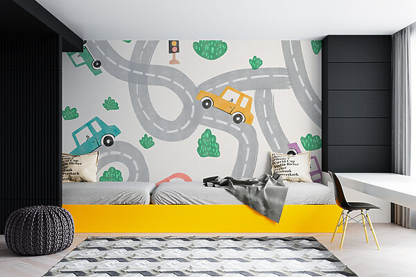 Drawing of a yellow car Wall murals Drawing of a yellow car