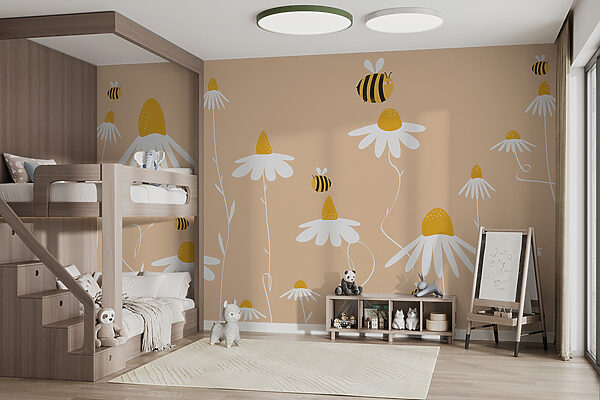 White flower with a yellow cap Wall murals White flower with a yellow cap