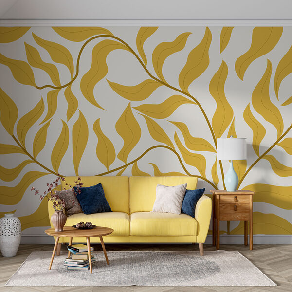 Wall murals Yellow leaves on a white background (SKU: w00629v2) Wall murals Wall murals Yellow leaves on a white background (SKU: w00629v2)