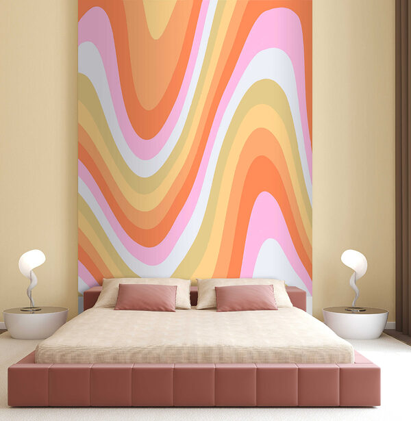 Colorful wavy lines on a surface Wall murals Colorful wavy lines on a surface