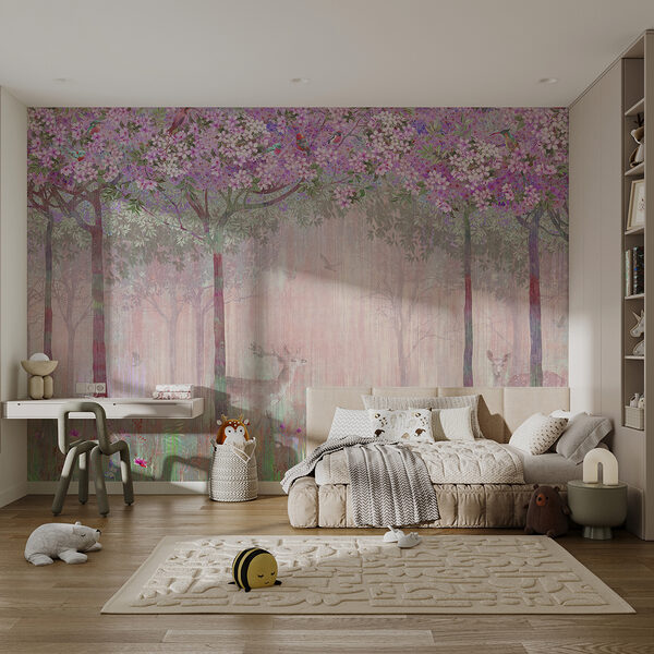 Wall mural Painting of flowers and grass