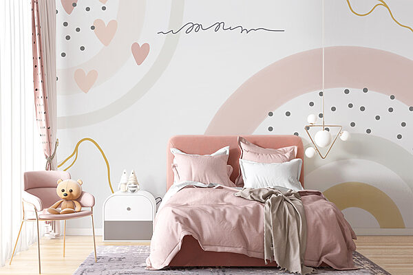 Abstract pastel shapes and dots Wall murals Abstract pastel shapes and dots