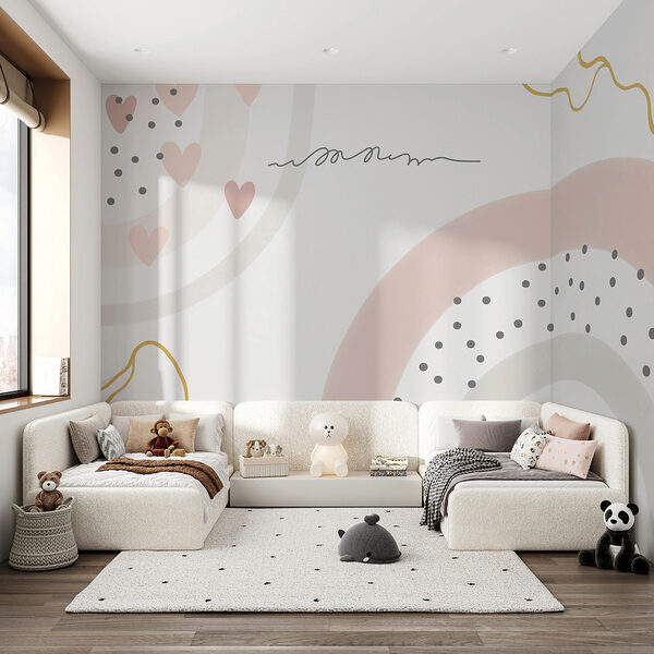 Wall mural Abstract pastel shapes and dots