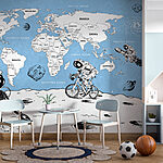 Wall murals Drawing of a person riding a bicycle