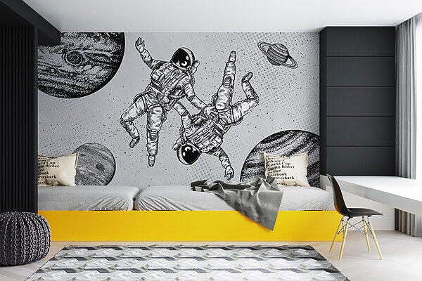 Wall mural Wall mural Black and white image of a planet (SKU: w00630)
