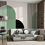Wall murals Abstract stripes and arches design.