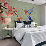 Wall mural Colorful bird flying in the air