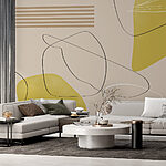 Wall mural Yellow and black wavy lines