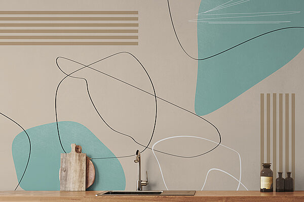 Blue and white background with black lines Wall murals Blue and white background with black lines