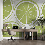 Wall mural Lime slices pattern in pastel shades