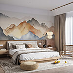 Wall murals Painting of mountains and fog