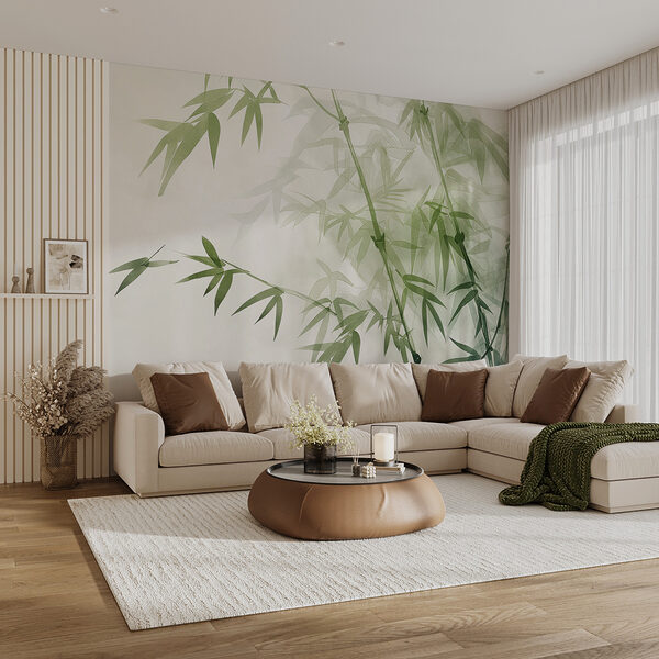 Wall murals Wall murals Green leaf on a white background (SKU: w00687)