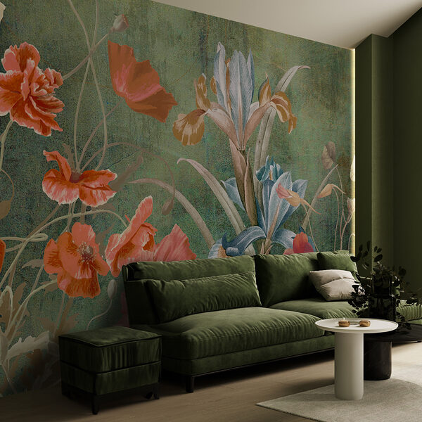 Vibrant wildflowers on textured backdrop Wall murals Vibrant wildflowers on textured backdrop