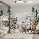 Wall murals Group of animals in a forest